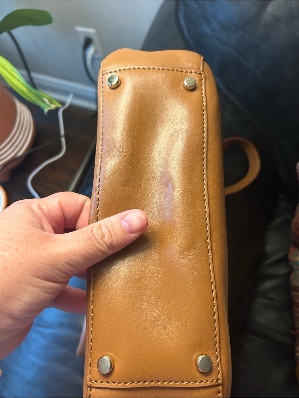 kate spade Tan Leather Top-Handle Satchel with Star Accent - Picture 4 of 8